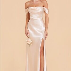 Mia Shiny Satin Convertible Dress - Champagne
